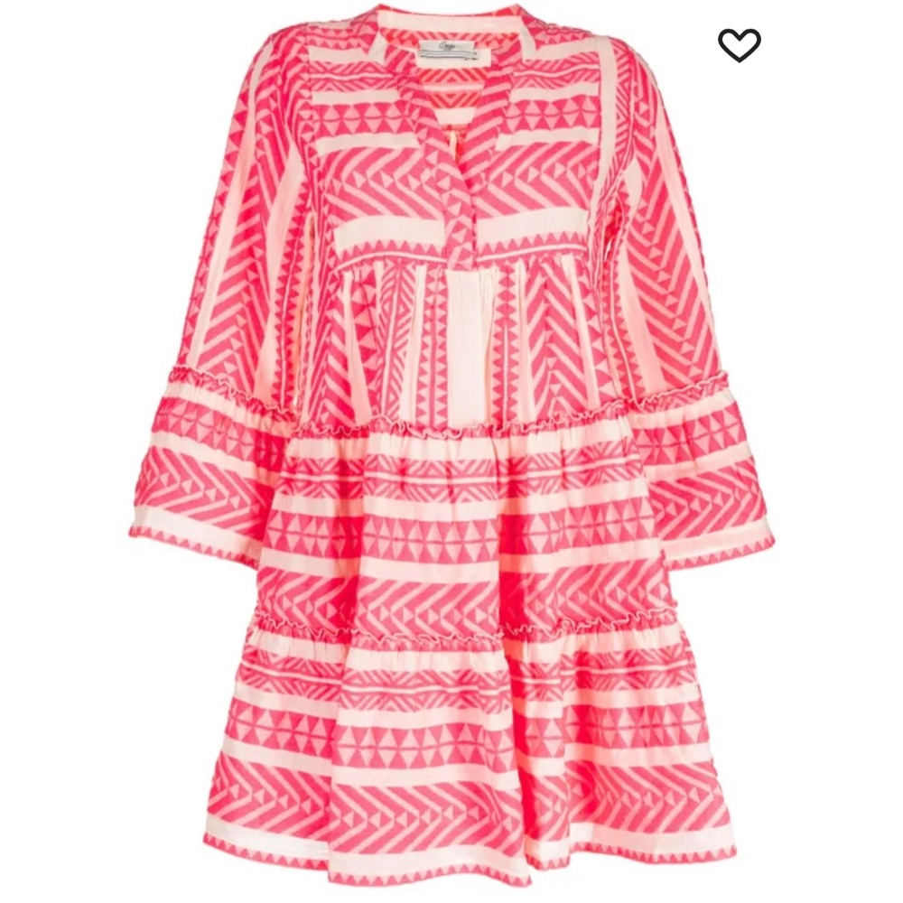 Devotion TWINS Pink and White Ruffled Tiered Mini Dress